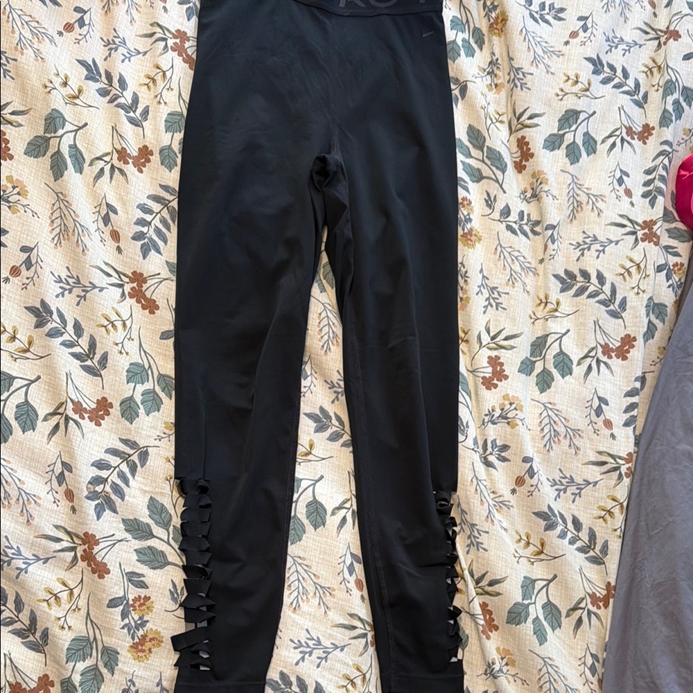 Black Nike Pro Leggings with cutout Accents